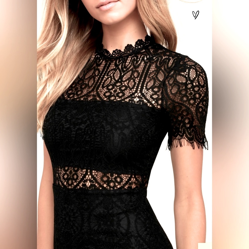 Lulus Remarkable Black Lace Midi Dress ZB5